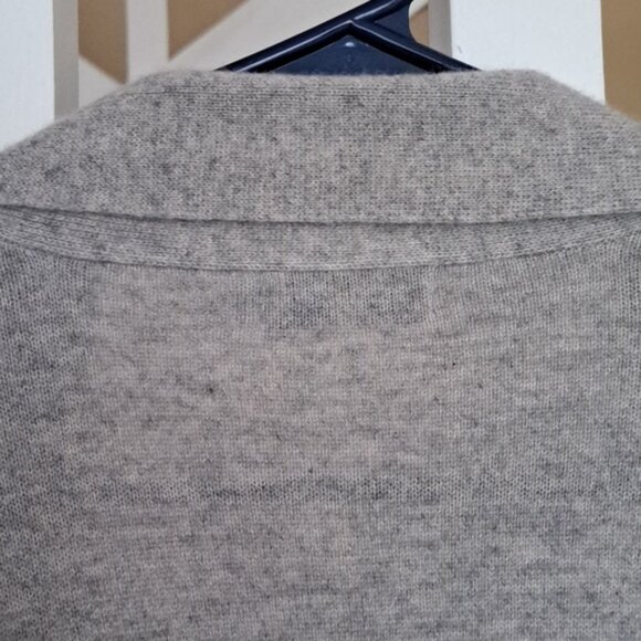 William Sonoma Premium Cashmere long  Duster Robe Cardigan Roll collar pockets L - Picture 7 of 8